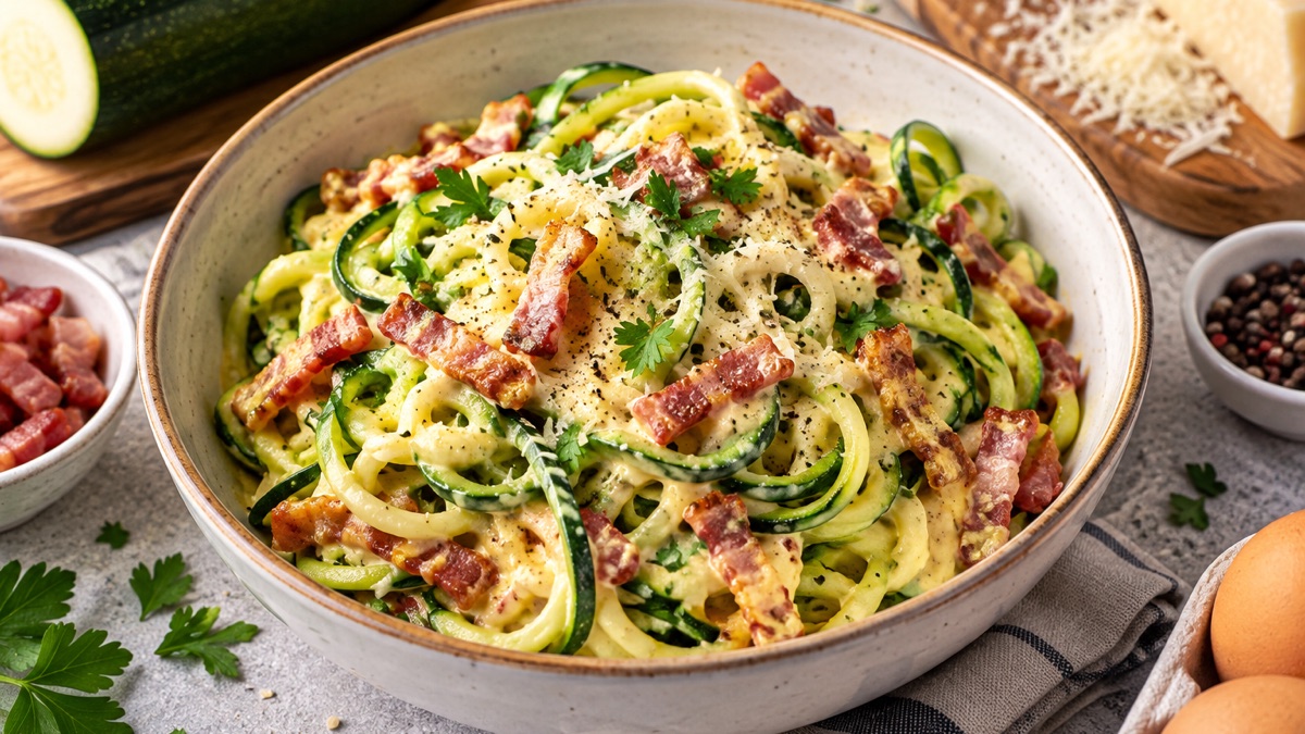 Carbonara Revisitée, recette du pôle santé A.WAY à Quetigny près de Dijon.