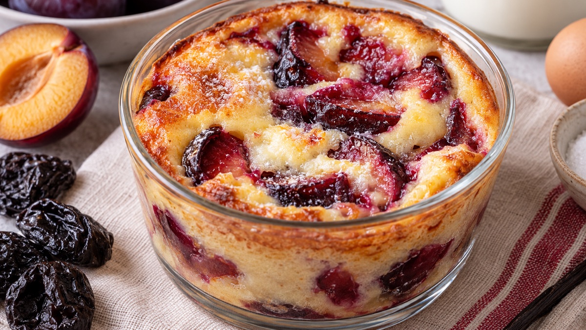Clafoutis aux Prunes, recette du pôle santé A.WAY à Quetigny près de Dijon.