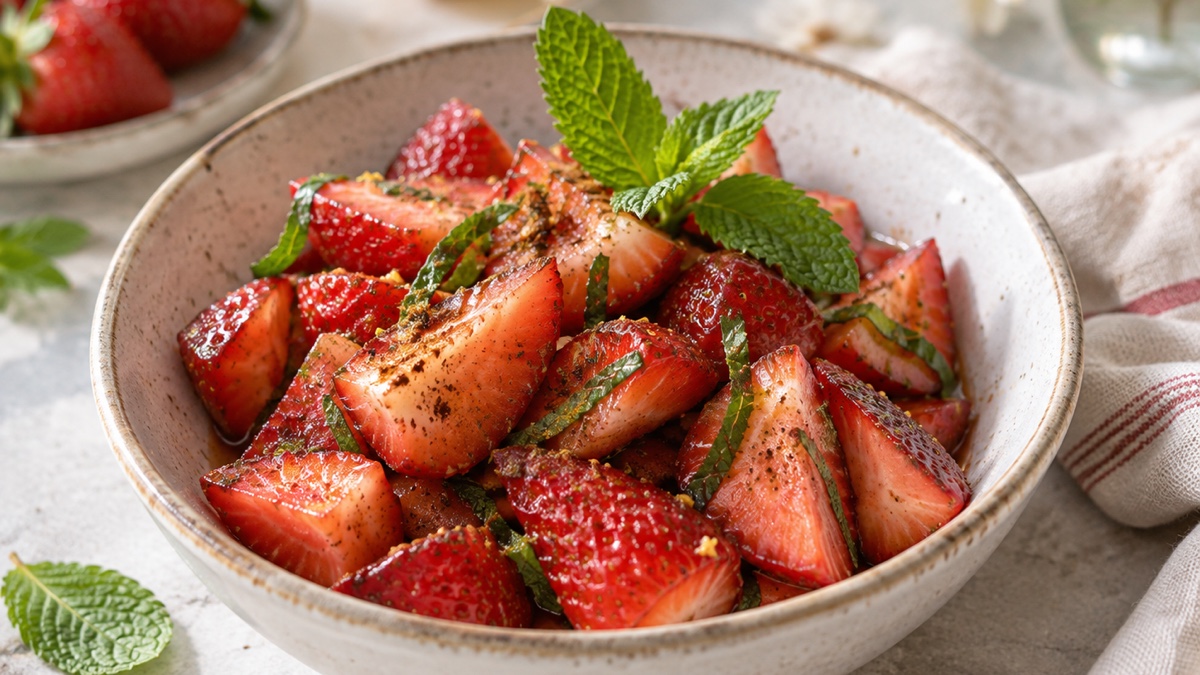 Fraises à l’oriental, recette du pôle santé A.WAY à Quetigny près de Dijon.