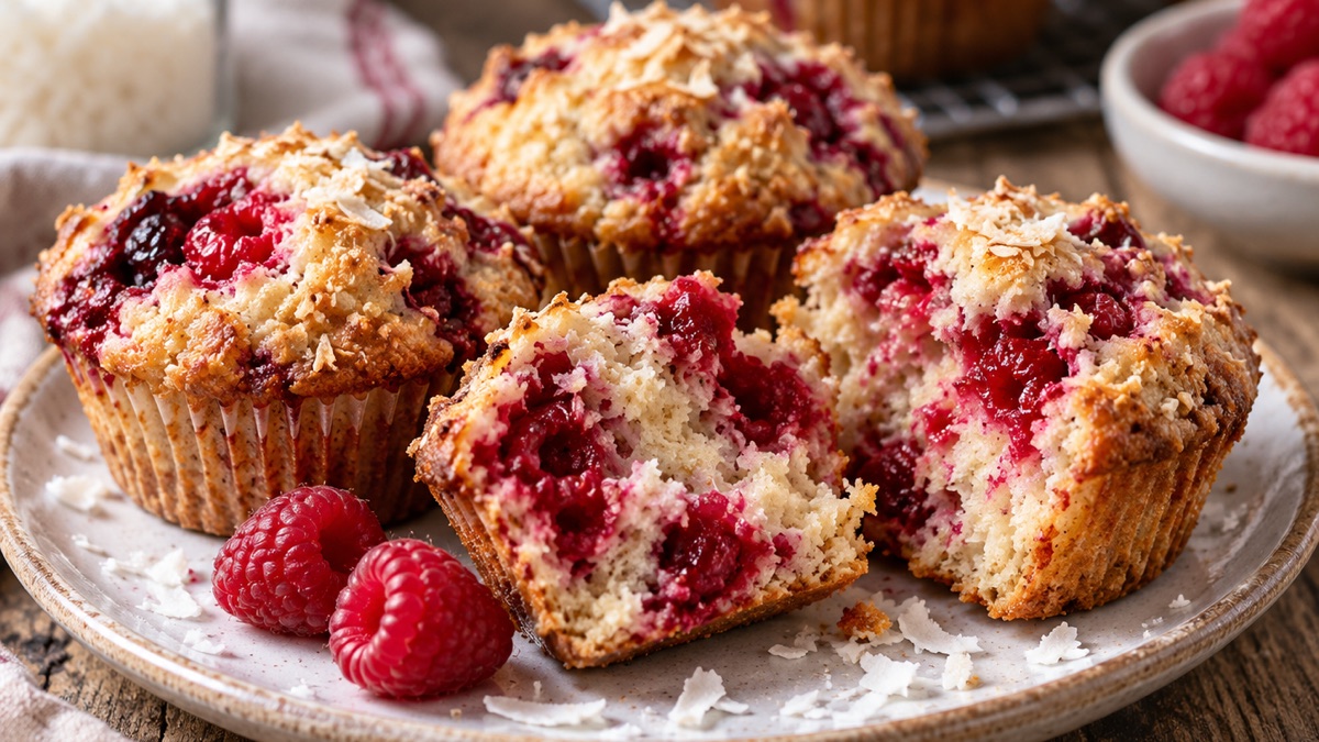Muffins Framboises-coco, recette du pôle santé A.WAY à Quetigny près de Dijon.